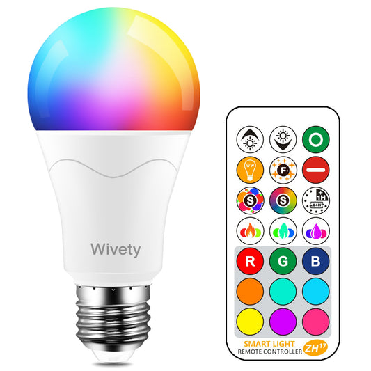 LED Light Bulb 85W Equivalent, Color Changing Light Bulbs with Remote Control RGB 6 Modes, Timing, Sync, Dimmable E26 Screw Base